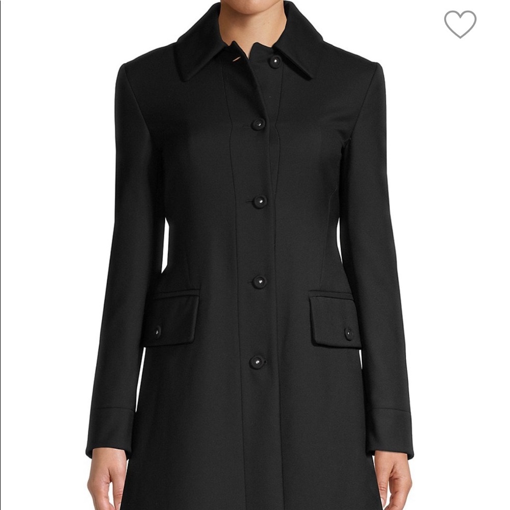BURBERRY SINGLE BREASTED WOOL FITTED BLACK COAT - Picture 3 of 11